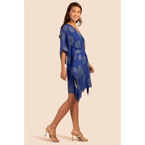 💕TRINA TURK💕 Tanaya Caftan Majestic Medallions Clip Jacquard XS *MISSING BELT* - Picture 3 of 13